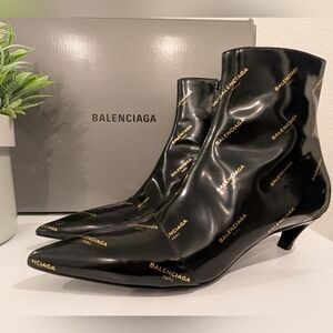 Balenciaga Glossy Black Women's Ankle Booties Size US 8 EU 38